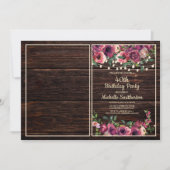 Rustieke String Lights Roze Bloemen Verjaardag Fot Kaart (Voorkant)