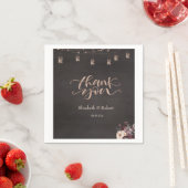 Rustieke String Lights Rozen Dank u kaart Servet (Insitu)