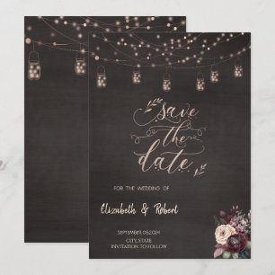Rustieke String Lights Rozen opslaan van de datum Save The Date