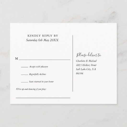 Rustieke String Lights Song Aanvraag RSVP Briefkaa Uitnodiging Briefkaart (Achterkant)