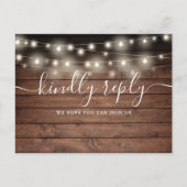 Rustieke String Lights Song Aanvraag RSVP Briefkaa Uitnodiging Briefkaart (Voorkant)