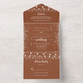 Rustieke String Lights Terracotta Bruiloft All In One Uitnodiging (Binnen)