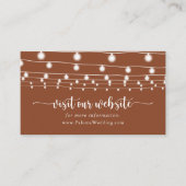 Rustieke String Lights Terracotta Bruiloft Website Informatiekaartje (Voorkant)