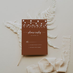 Rustieke String Lights Terracotta Kalligrafie RSVP Kaartje
