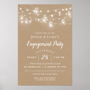 Rustieke String Lights Trouwteken Poster