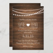 Rustieke String of Lights Bruiloft uitnodigen (Off Kaart (Voorkant / Achterkant)