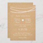 Rustieke String of Lights bruiloft uitnodiging (Voorkant / Achterkant)