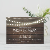 Rustieke String of Lights bruiloft uitnodiging (Staand voorkant)