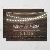 Rustieke String of Lights bruiloft uitnodiging (Voorkant / Achterkant)