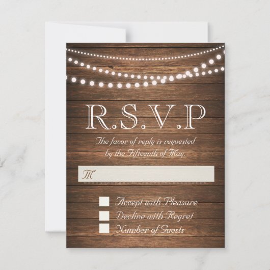 Rustieke String of Lights RSVP 4.25" x 5.5" Kaart (Voorkant)