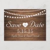 Rustieke String of Lights Save the Date Briefkaart (Voorkant)