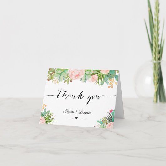Rustieke Succulent Cactus Floral Wedding Bedankt (Voorkant)