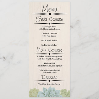 Rustieke Succulente Trouwreceptie Menu Kaart