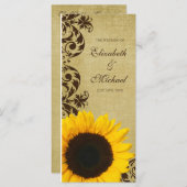 Rustieke Sunflower Swirls Wedding Programma (Voorkant / Achterkant)
