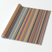 Rustieke Sunset Stripes Gift Wrap – Warm Midcentur Cadeaupapier (Uitgerold)