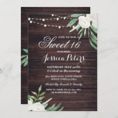 Rustieke Sweet 16 Party Bloemen Witte Bloem Uitnod Kaart (Voorkant / Achterkant)