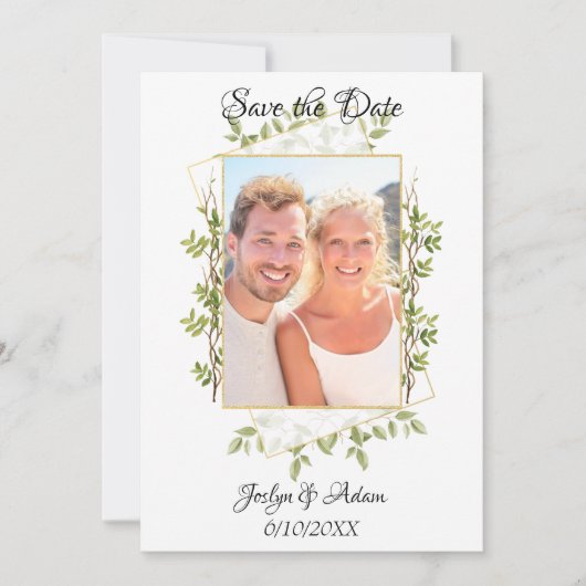 Rustieke tak groene trouw uitnodiging (Voorkant)