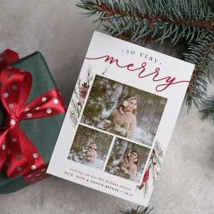 Rustieke tak   Vakantiefotocollagekaart Feestdagenkaart