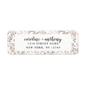 Rustieke takken koper bruiloft retour adres etiket (Voorkant)