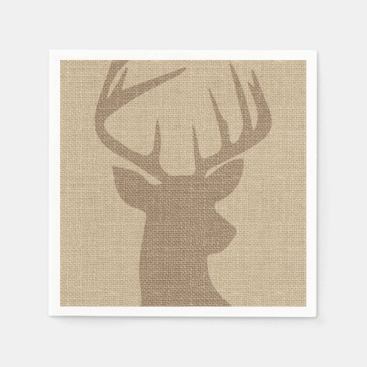 Rustieke Tan Jute Hertenbok Servet (Voorkant)