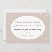 Rustieke Tan Pine Winter Sparkle Bruiloft Bedankkaart (Achterkant)