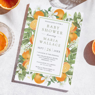 Rustieke Tangerine Citrus Sinaasappel Baby Shower Kaart