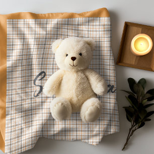 rustieke tartan plaid oranje grijsnaam fleece deken