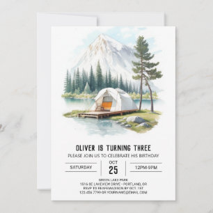 Rustieke Tenting Kids Verjaardag Kaart