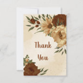Rustieke terracotta aardetoon bloemig bedankkaart (Voorkant)