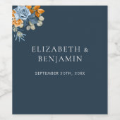 Rustieke terracotta blauwe roest eucalyptus bruilo wijn etiket (Enkel label)