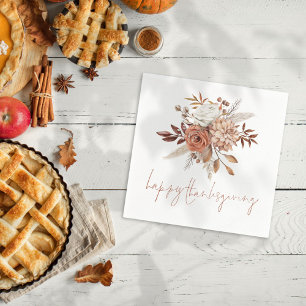 Rustieke Terracotta Bloemen Gelukkig Thanksgiving Servet