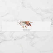 Rustieke Terracotta Bloemen Namen Datum Bruiloft Waterfles Etiket (Enkel label)