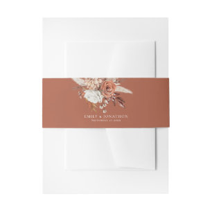 Rustieke Terracotta Bloemen Namen Datum Rust Huwel Uitnodigingen Wikkel