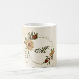 rustieke terracotta bloemengroen koffiemok