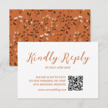Rustieke Terracotta Bloemige Trouw QR code RSVP Ka