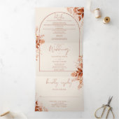 Rustieke Terracotta Boog Foto Herfst Bruiloft Drieluik Uitnodiging (Binnen)