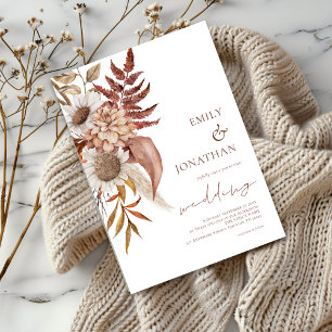 Rustieke Terracotta Florals Bruiloft Kaart