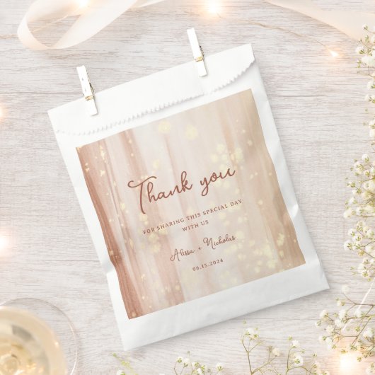 Rustieke Terracotta Gold Waterverf & Script bruilo Bedankzakje (Geknipt)