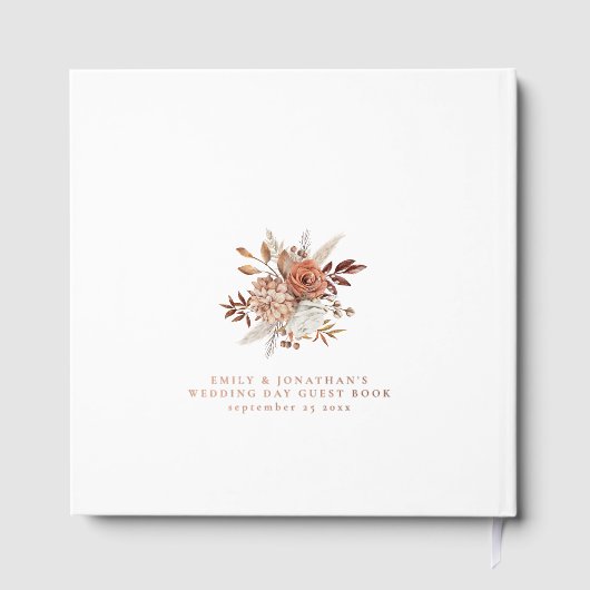 Rustieke Terracotta Herfst Bloemen Bruiloft Gastenboek (Achterkant)