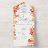 Rustieke terracotta herfst bloemenkalligrafie brui all in one uitnodiging (Binnen)