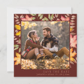 Rustieke terracotta herfst herfst bladeren foto br save the date (Voorkant)