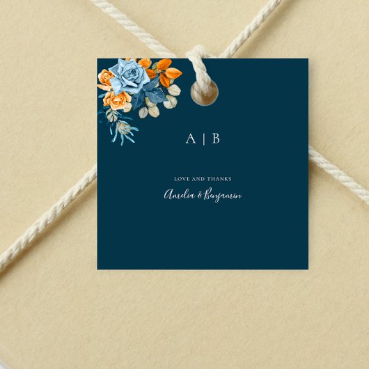 Rustieke Terracotta Navy Blauwe Rust Bedankt Trouw Cadeaulabel