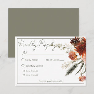 Rustieke Terracotta Rust Bloemen Bruiloft RSVP Kaartje