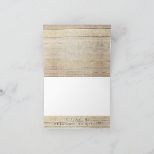 Rustieke teruggewonnen hout script bloeien dank u bedankkaart (Binnen)