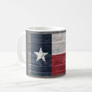 Rustieke Texas Lone Star vlag op verweerd hout Koffiemok