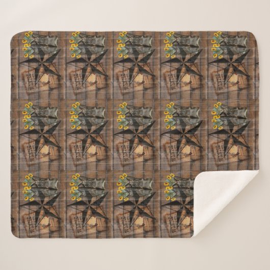 Rustieke Texas Star Western Pistol Cowboylaarzen Sherpa Deken (Voorkant (horizontaal))