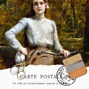 Rustieke Textuur Vrouw Vintage Fiets Tissuepapier