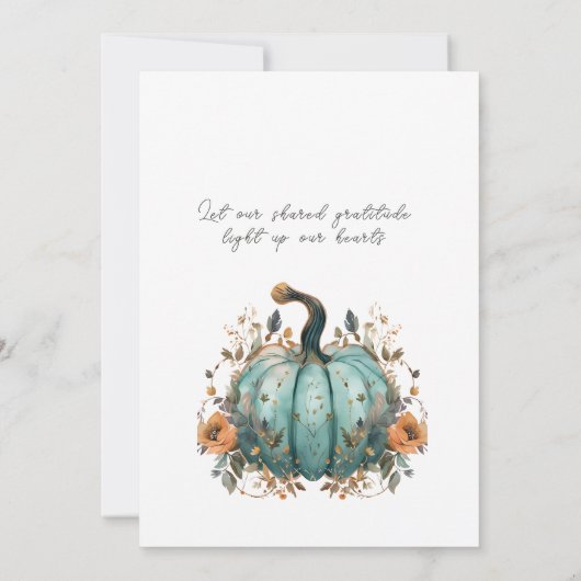 Rustieke Thanksgiving Diner Blauw Pompoen Invitati Save The Date (Achterkant)