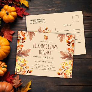 Rustieke Thanksgiving Diner Friendsgiving Feest Uitnodiging Briefkaart
