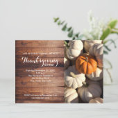 Rustieke Thanksgiving Diner Pompoen Herfst Foto Kaart (Staand voorkant)